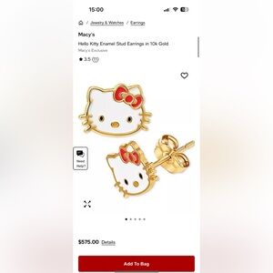Hello Kitty 10K Gold earrings